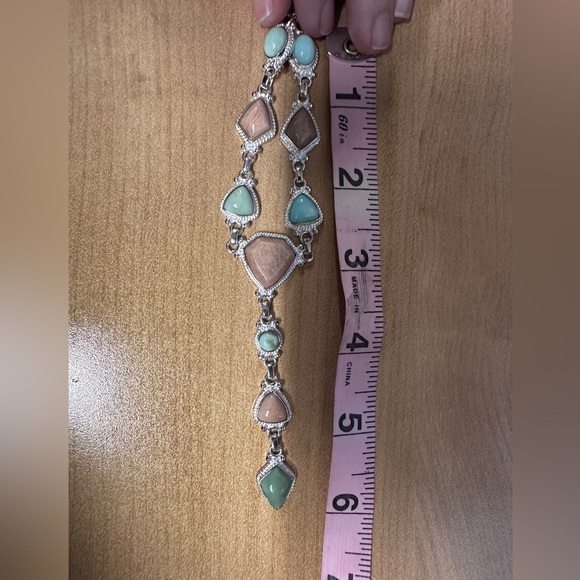 Turquoise and brown bead drop necklace sterling Silver accents by Jay King - Picture 8 of 10